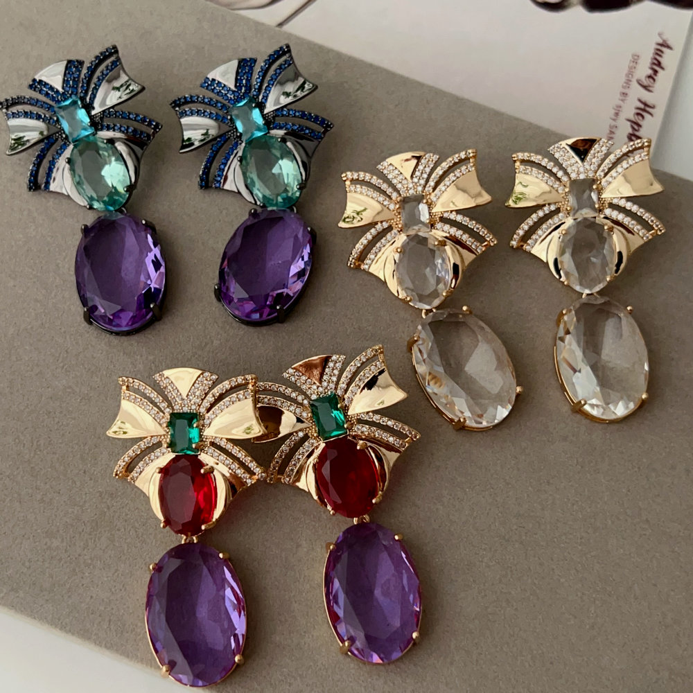 Pave zircon bee earrings