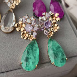 Pave zircon flower earrings