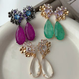 Pave zircon flower earrings