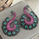 Pave green peacock earrings