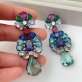 Blue Pave zircon flower earrings