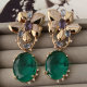 Green stone flower earrings