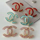 Pave zircon color channel earrings