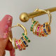 Pave colorful round charm earrings