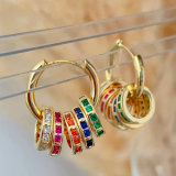Pave colorful round charm earrings