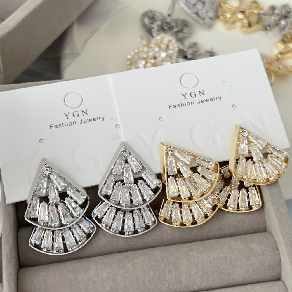 Pave triangle earrings