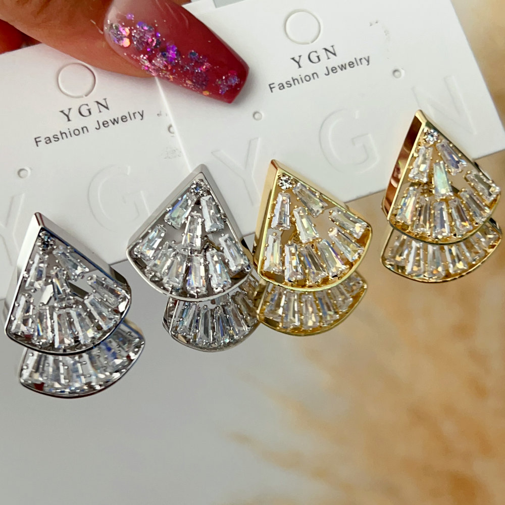 Pave triangle earrings