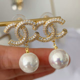 Pearl drop chanel earrings