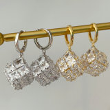 Pave square drop earrings