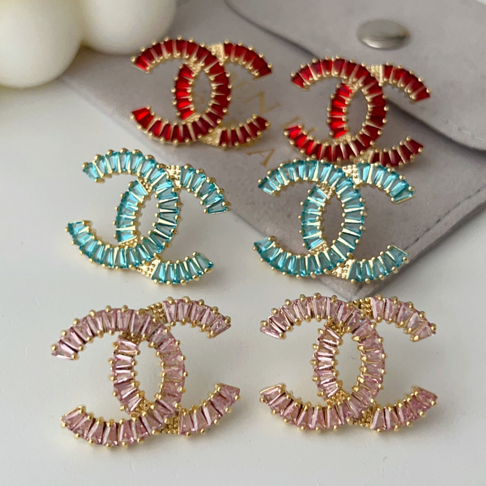 Pave zircon color channel earrings