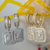 Pave quare charm earrings