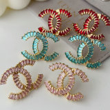 Pave zircon color channel earrings