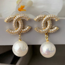 Pearl drop chanel earrings
