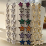 Pave long star earrings