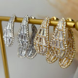 Pave zircon leaf earrings