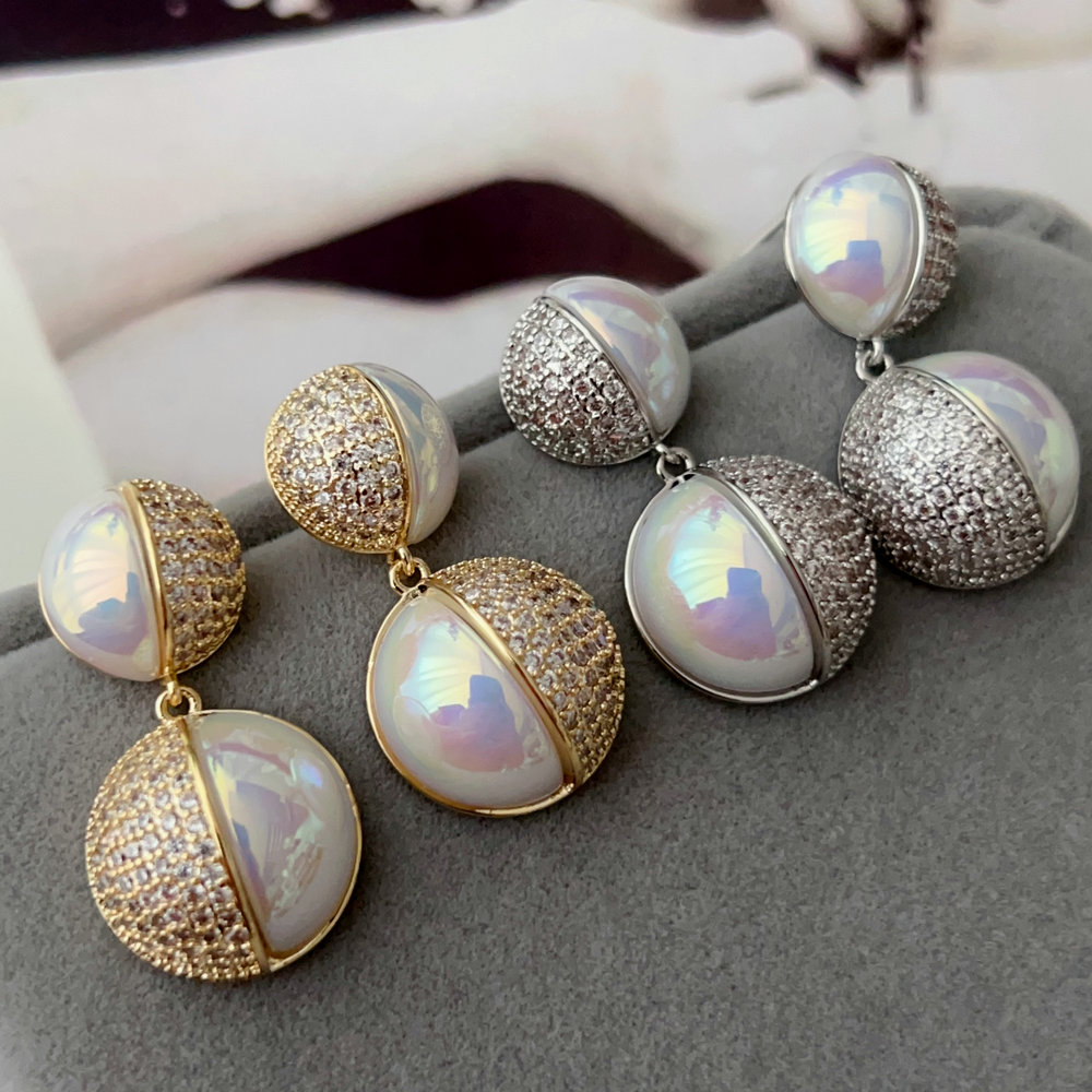 Pearl charm earrings