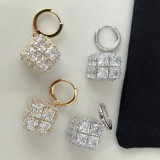 Pave square drop earrings