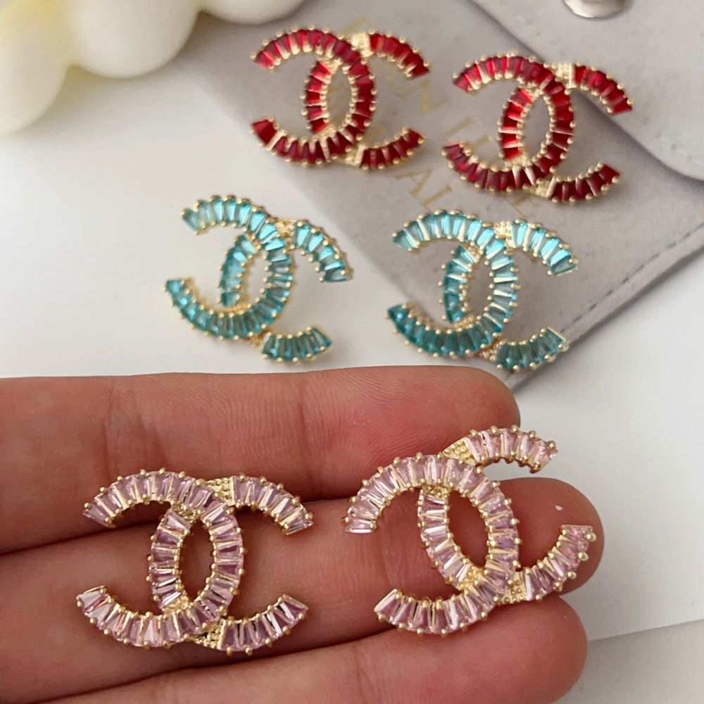 Pave zircon color channel earrings