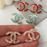 Pave zircon color channel earrings