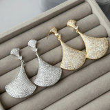 Pave fan earrings