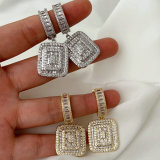 Pave quare charm earrings
