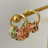 Pave colorful round charm earrings