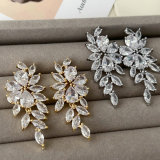 Pave zircon leaf earrings