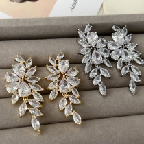 Pave zircon leaf earrings
