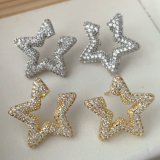 Pave zircon star earrings