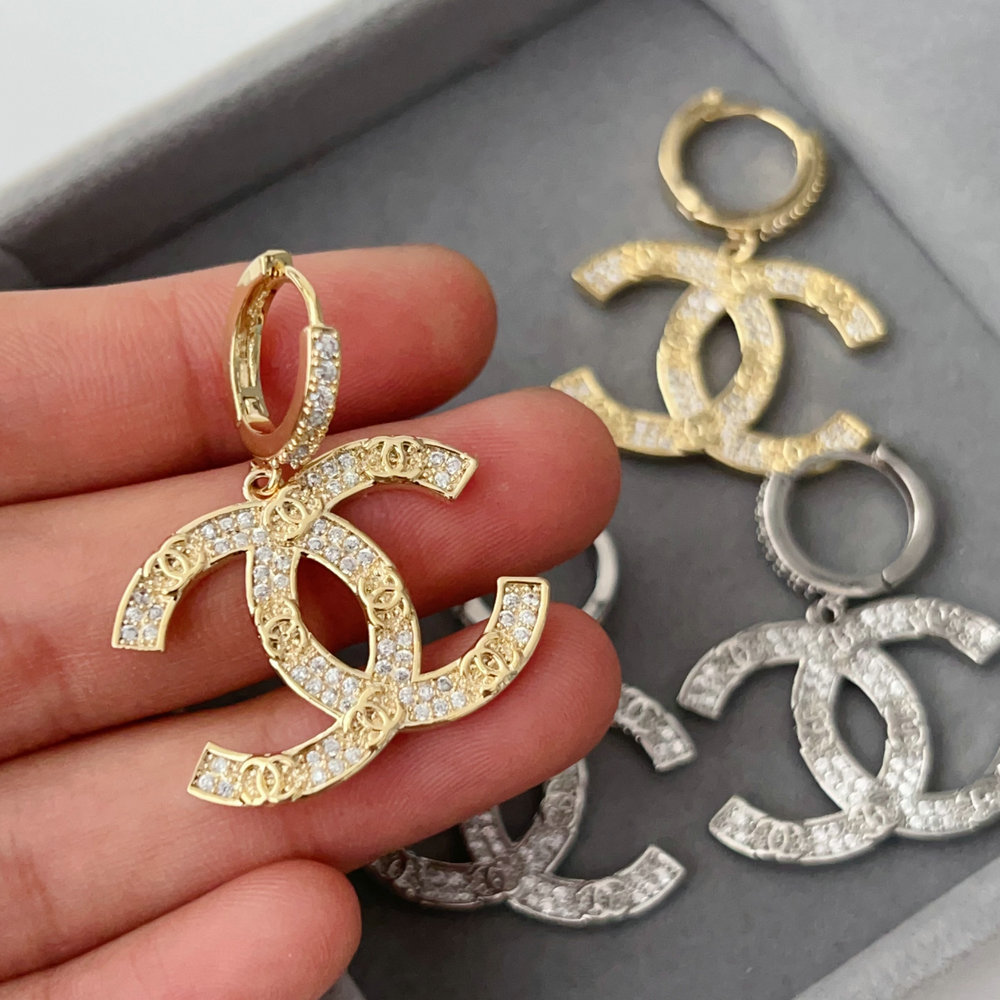 Pave channel charm earrings