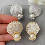 Pave shell shape earrings