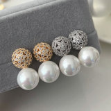 Round pearl drop earrings