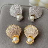 Pave shell shape earrings