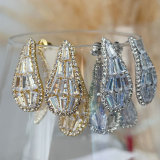 Pave zircon leaf earrings