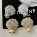Pave shell shape earrings
