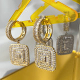 Pave quare charm earrings