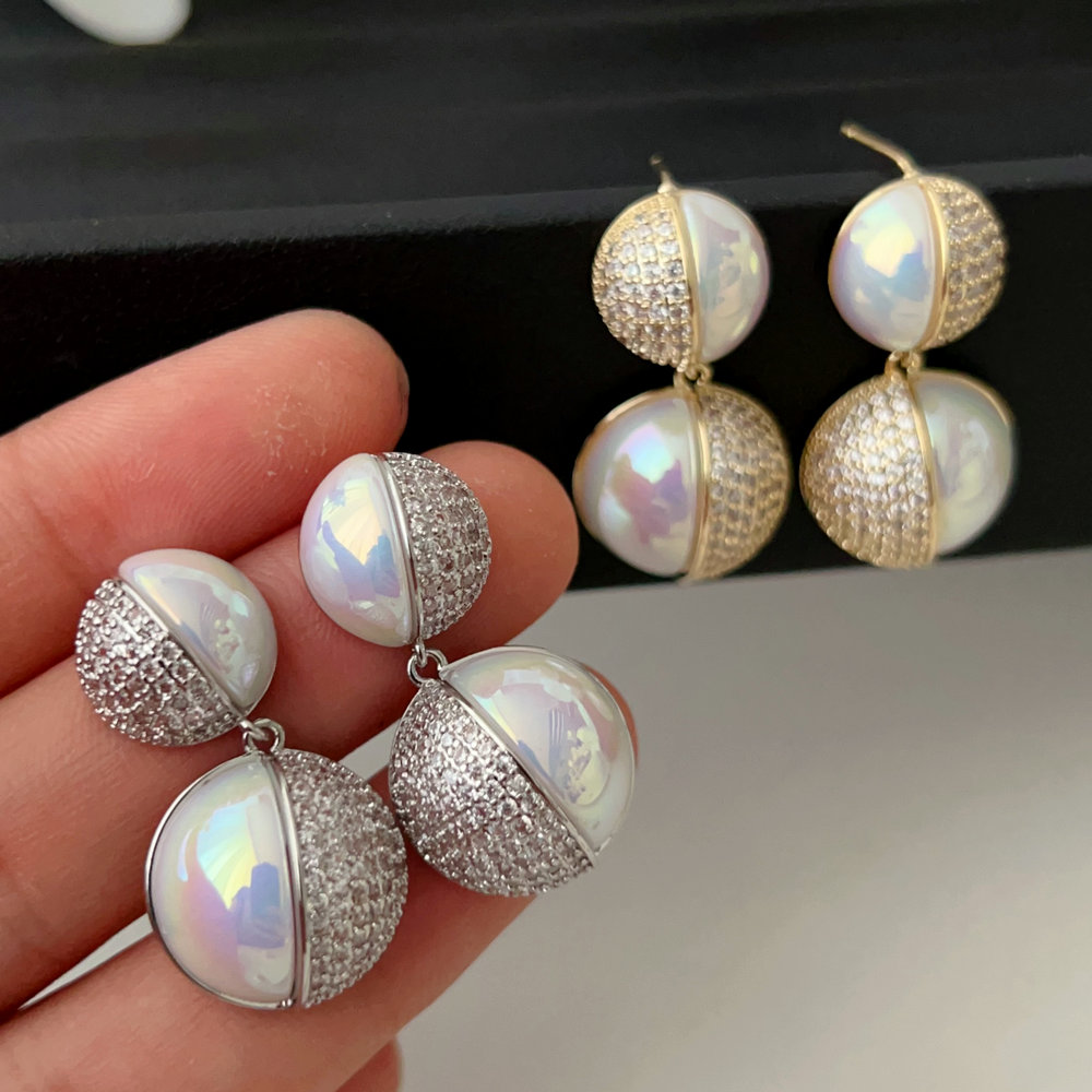 Pearl charm earrings