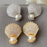 Pave shell shape earrings