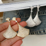 Pave fan earrings