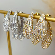 Pave zircon leaf earrings