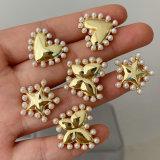 Pearl metal star butterfly earrings