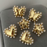 Pearl metal star butterfly earrings
