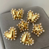 Pearl metal star butterfly earrings