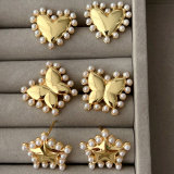Pearl metal star butterfly earrings