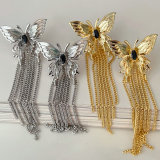 Chain tassel butterfly earrings