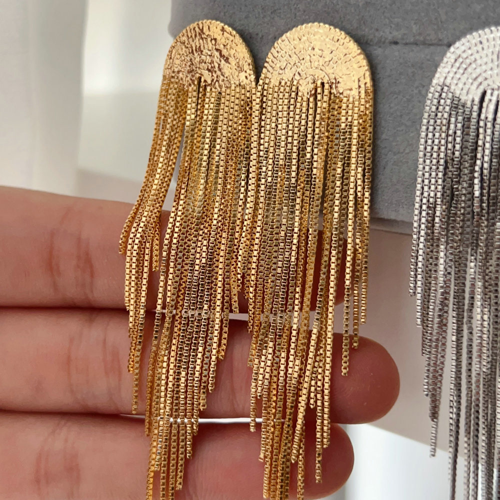 Fashion metal chain tassel earrings