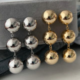Gold ball long earrings