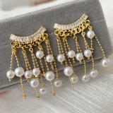 Pearl tassel earrings