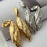 Chunky long leaf earrings
