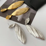 Chunky long leaf earrings